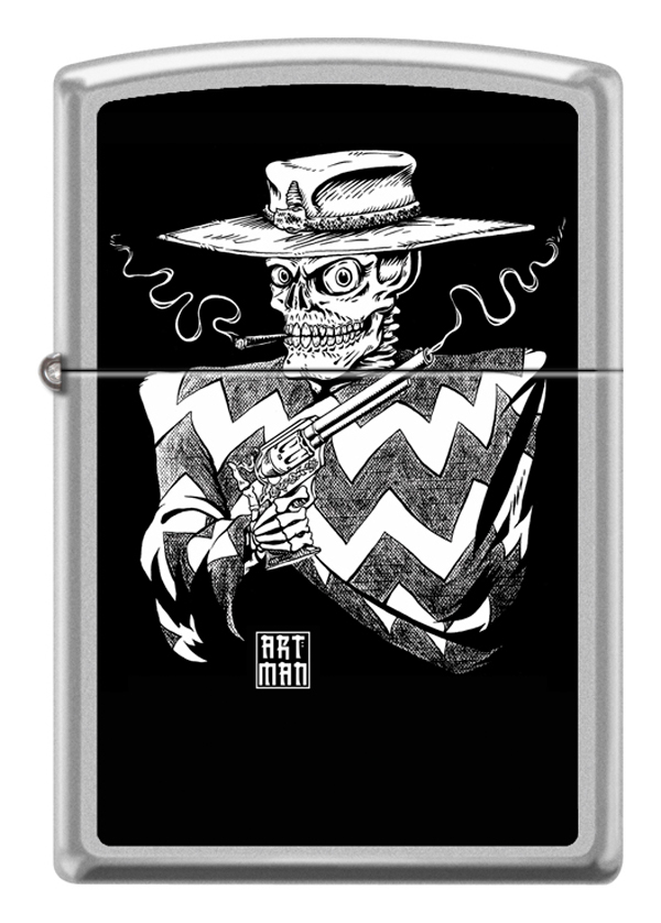 Zippo ® Lighter western cowboy poncho smoke Gun skull pen and ink