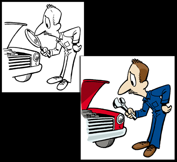 cartoon logo graphic schumaker auto krafters