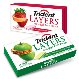 brand packaging trident layers  package design  Fruit Illustration gum Trident consumer goods packaging