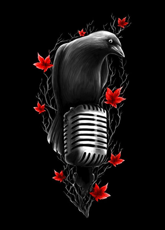 crow bird Tree  Nature microphone music art painting   graphics