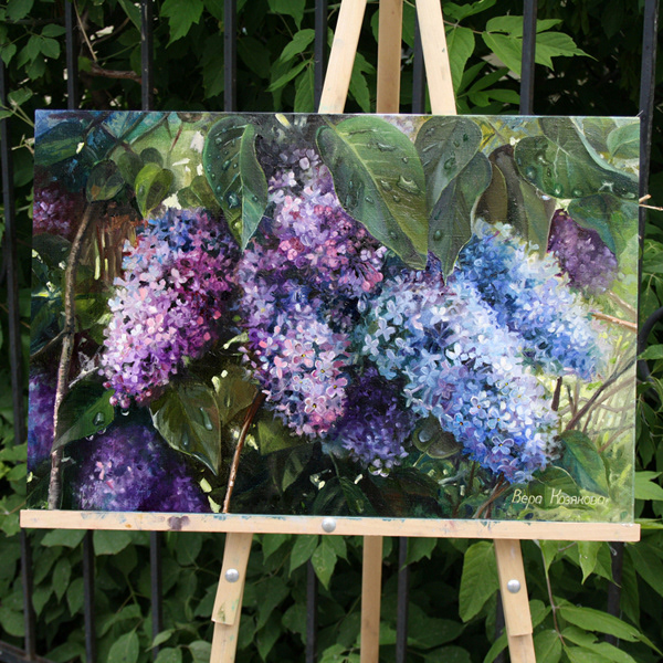 lilac lilacs painting   botanical Nature flower Flowers green pleinair Realism