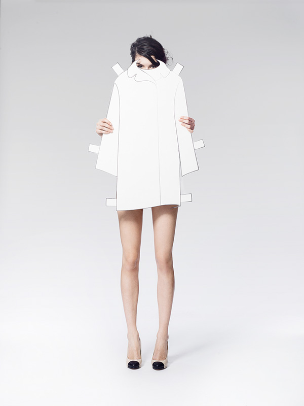 paper doll accessories editorial clothes cut White model studio set