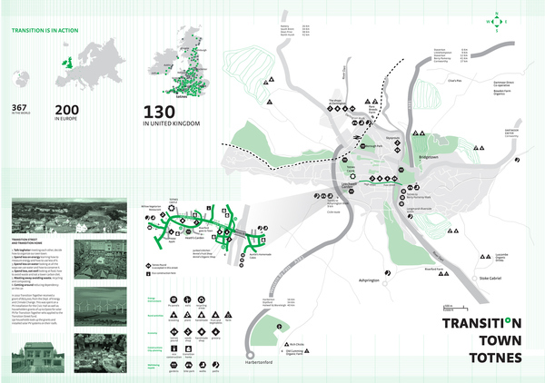 map Mappa totnes transition town folding a2 plotter maps infographics statistics information Guide UK england Ecology