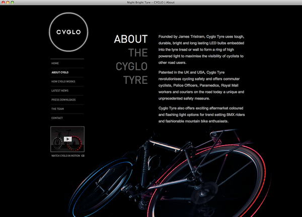 tyre Cycling Bike Bicycle safety led wheel light glow Halo Road Safety illuminate illumination bright fluorescent night invention bulbs bulb brand ID identity re-brand Rebrand contemporary modern brochure stationary Website
