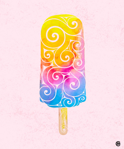abstract abstract style traditional ink aquarelle sunshine beach popsicle ice icecream