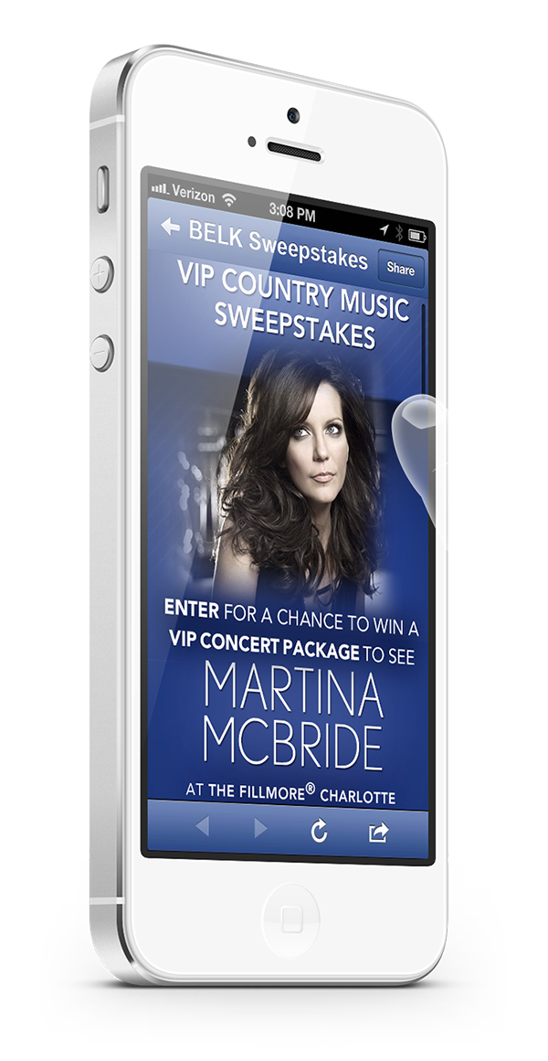 application social media digital marketing concert Sweepstakes Country Music