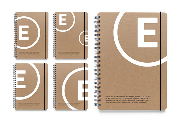Logo Design enciklo creative collective Stationary design CD Cover Design bag design buttons notebook sketchbook