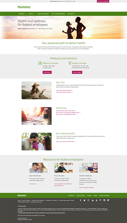 UI ux Website Responsive Design Health Insurance open enrollment Group Benefits