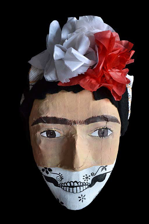 Frida Kahlo sugar skull sculpture paper mache Mexican Art mexico