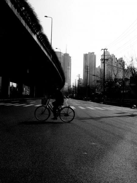 china shanghai streets life sunset Sunrise Holiday colors black & white bnw