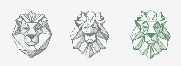 logo lion sketch deer owl