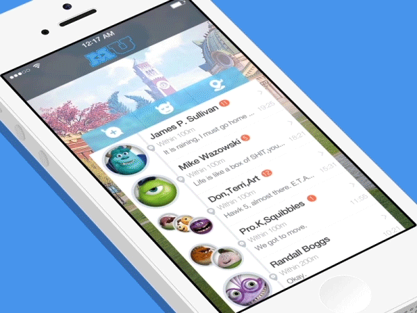 gif app reflesh messages ios7 iphone mock UI dashboard White
