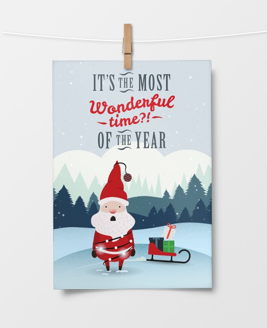 Christmas card Holiday santa Santa Claus snow lights blue
