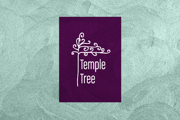 logo identity Tree  temple green violet gold aqua