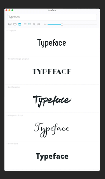 Typeface fonts font manager osx app application Interface mac