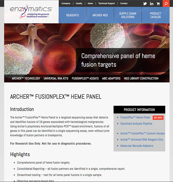 Web Imagery science web banner imagery Sarcoma ALK RET rosi heme FusionPlex archer