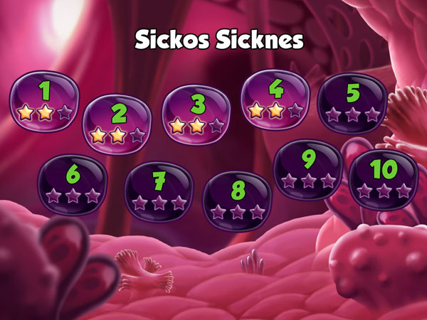 ios game mobile heal them all tower defense viruses inside body Interior medical short break menu HUD cartoon