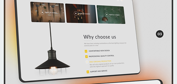 Landing page design | Ecommerce website 💛💙 Lamp store