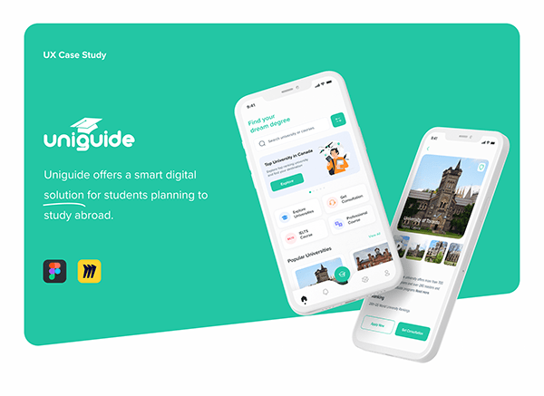 Uniguide - UI/UX Case Study on Study Abroad Info App