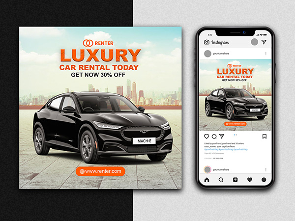 Rent a Car Social Media Banner | Post Design