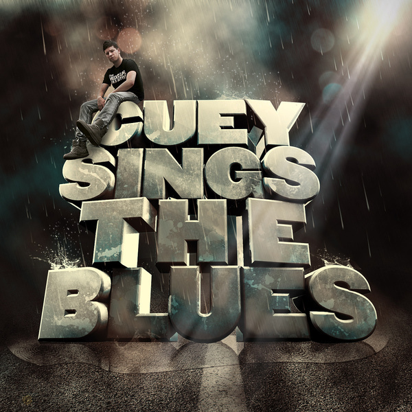 album cover 3D typography oncue cuey blues