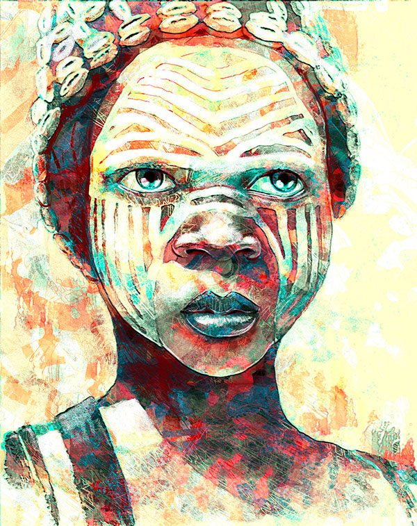 africa illustrate paint girl face african wacom Intuos