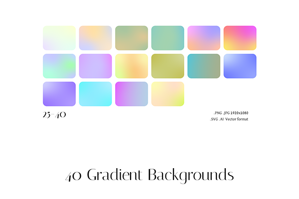 Set of 40 colorful gradient backgrounds
