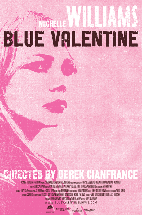 Blue Valentine Ryan Gosling Michelle Williams DEREK CIANFRANCE screenprint silkscreen poster movie pink