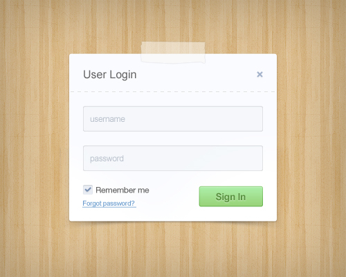 user interface UI Form login form user login