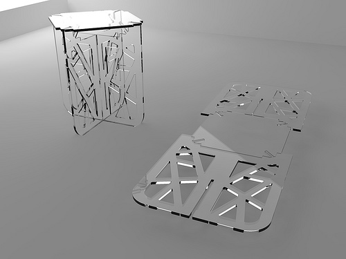 jigso pedestal stool folding methachrylate pmma plexi transparent bedside geraldesign
