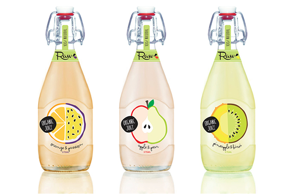 raw  juice bottle Fruit organic brand identity vector