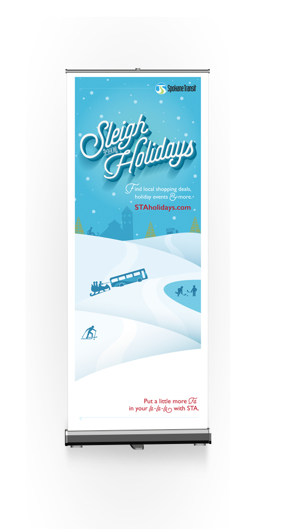 Script holidays Christmas Spokane Transit bus Bus Wrap posters Shadows depth type