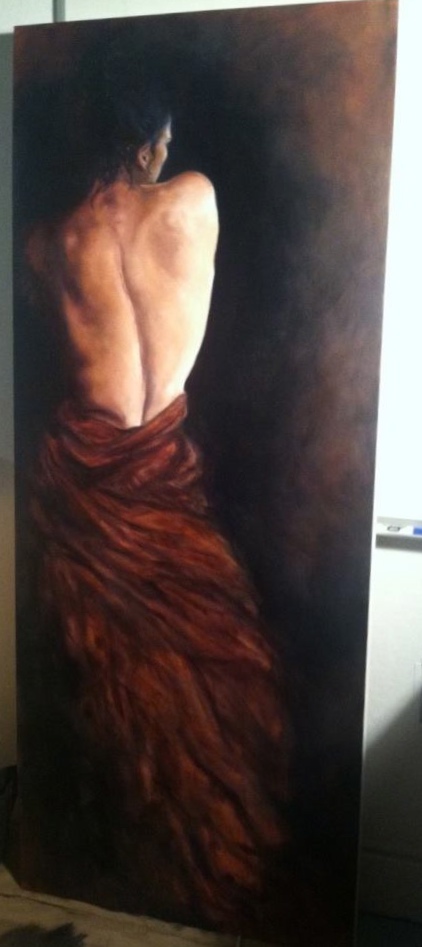 SCARS figurative figure Realism body back spine surgery fine art Oil Painting skin