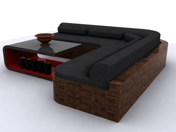 sofa cushions 3D texture cups fruit bowl table coffee table wood plastic Render 3ds max scanline