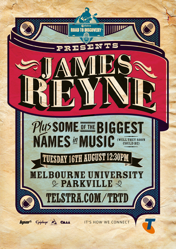 Telstra Road to Discovery band poster talent show Retro