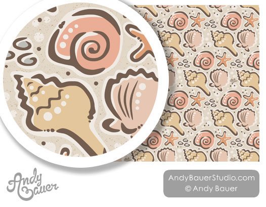 beach design  seashells  seashells pattern  surface design  surface patterns