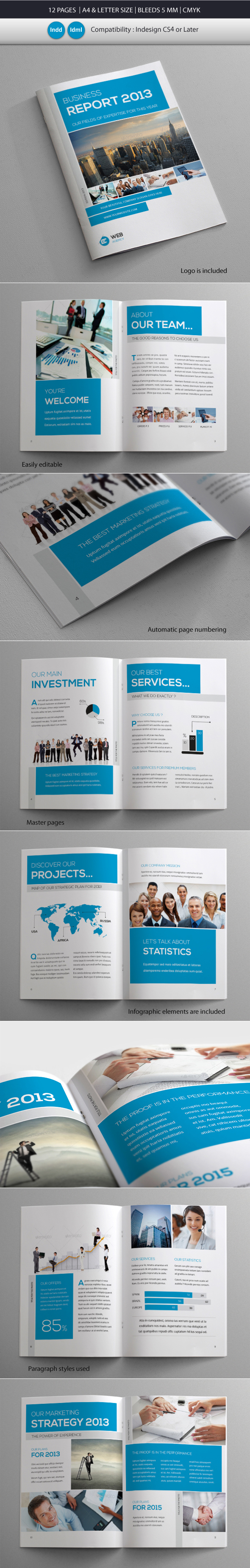 business clean banner brochure blue magazine design InDesign easy editable marketing   Free font Promotion