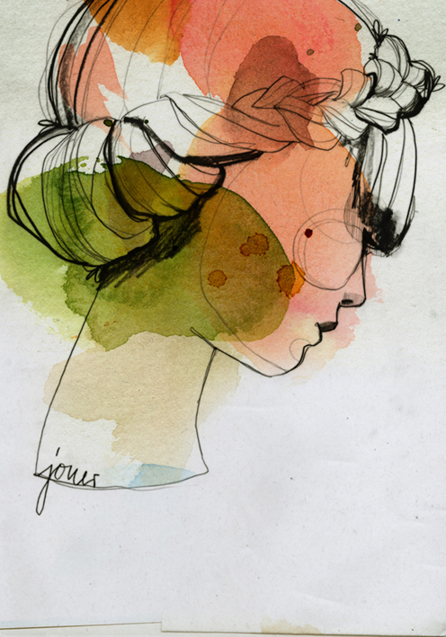 Les Filles watercolor aquarell pencil ink fashion illustration jouer Harlekin Sourire Ekaterina Koroleva susurrer glint mariolle
