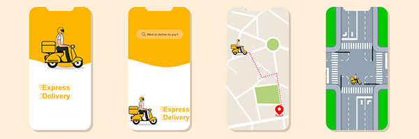 Delivery online service. Mobile app mockup