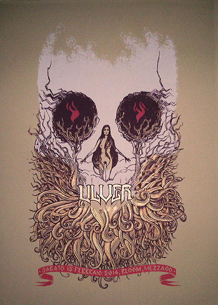 silkscreen PosterArt glowing gid skull woman Nature darkness ulver wolf beard