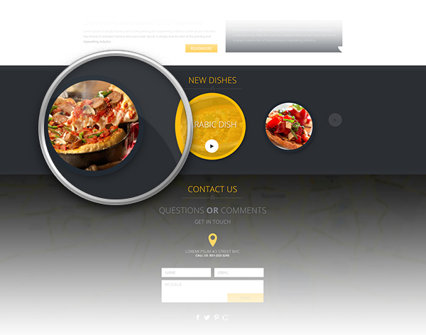 yellow grey Website webpage UI ux restaurant Webdesign Webdevelopment