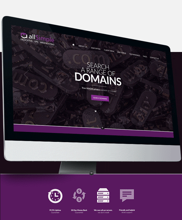 parallax Website hosting allsimple domains