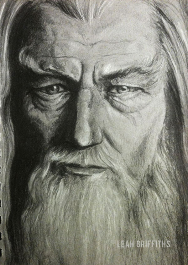 gandalf LOTR the Hobbit pencil portrait
