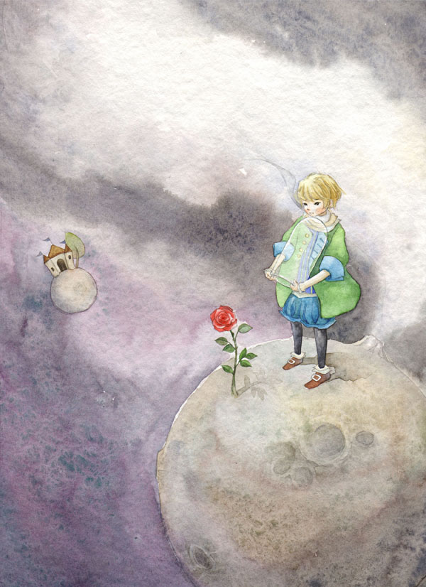 watercolor little prince book illust