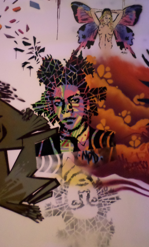 galeria viva cayala Botran arte urbano Grafiti Frida Kahlo Louis Armstrong jesus Antonin Artaud stencil Guatemala Quetzal canvas Basquiat