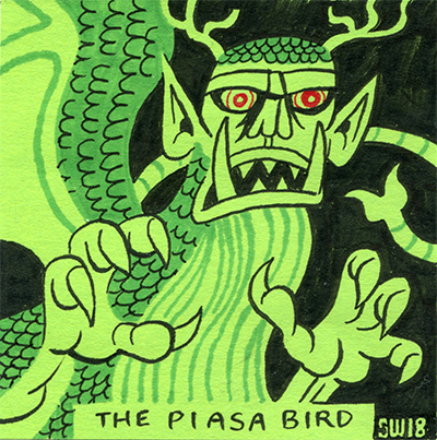 monsters Post-It Show flat colors chupacabra cryptids Urban Legend hand drawn colorful mothman Bigfoot