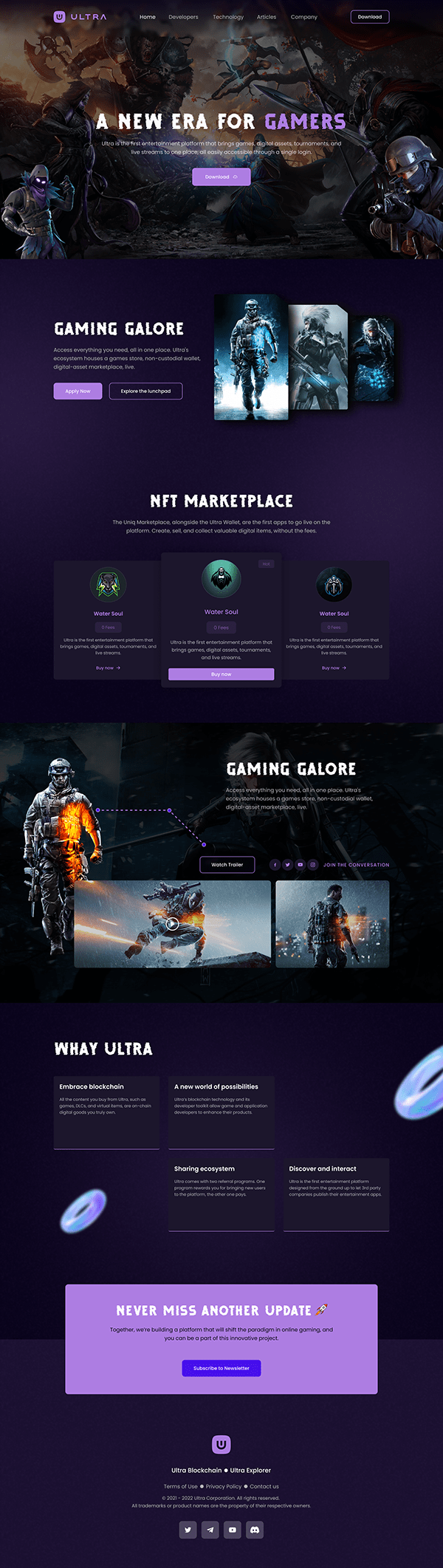 Ultra- NFT Gaming Redesign Landing Page.