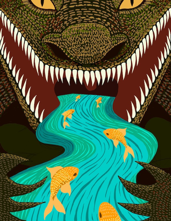 crocodile fish poster design Ocean water face