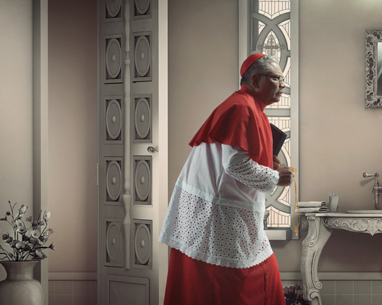 art ad Pope laura photo 3D retouch bathroom