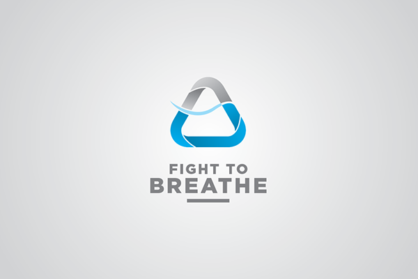 fight to breath blue grey aconcagua charity brand Logo Design